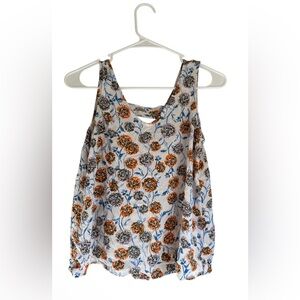 a.n.a Floral Tank Top - Orange and Blue